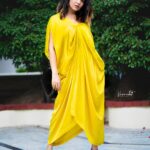 Anasuya Bharadwaj Instagram - Audacious! 🌟 For the Title and Logo Launch of my next.. #ARI - My name is Nobody ! Styled by @rishi_chowdary 💛 Outfit @shaayabytriptisingh Accessories @houseofqc PC: @verendar_photography 🥰