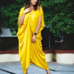 Anasuya Bharadwaj Instagram - Audacious! 🌟 For the Title and Logo Launch of my next.. #ARI - My name is Nobody ! Styled by @rishi_chowdary 💛 Outfit @shaayabytriptisingh Accessories @houseofqc PC: @verendar_photography 🥰