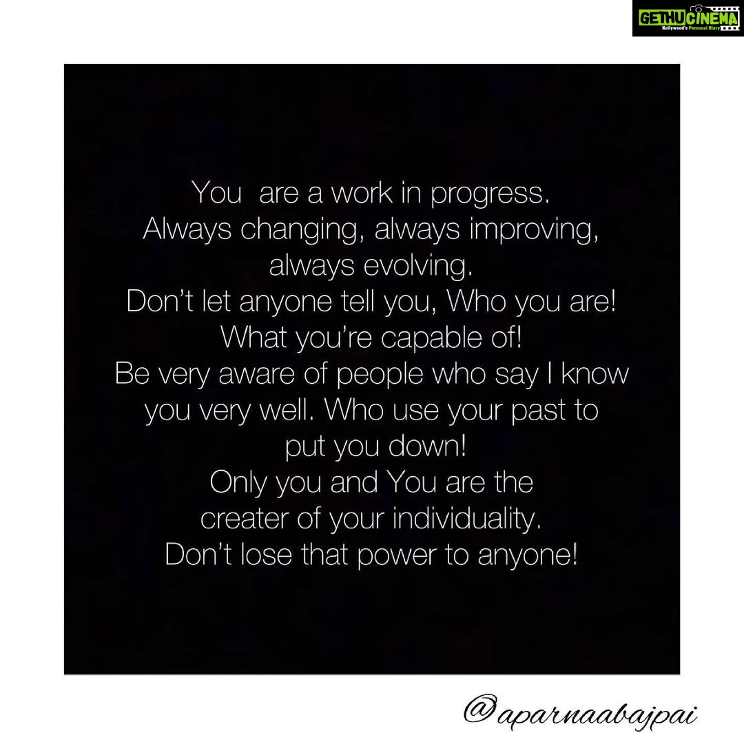 Aparnaa Bajpai Instagram - If someone tells you about you; they are talking about themselves. Specially, when someone specifically points out your words or actions; they are directly talking about their triggers. They are talking about their own lack & need which they are unknowingly trying to fulfill through you. And this goes vice-versa:) Look within, what is it in your body that you felt through someone else’s behavior? What need arises instantly? Did you feel unheard, unappreciated, hurt, ridiculed, shamed, bullied, taken granted for, unloved, judged, misunderstood etc etc. And then notice how every slight-uncomfortable external situation shakes your internal peace. Is it them through whom, you’re trying to fill that void within you. Offcourse, there is no harm in safe expression of your emotions. But then it should be a safe expression and not a projection. One can express the deeper emotions only after becoming aware of the presence of that particular emotion(or need) within himself. Only when you acknowledge your own emotions, you become available to your own self, your own needs. And when you start being available to your own needs, you’ll slowly stop looking outside to fulfill that for you🙏🏼