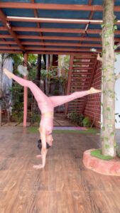Aparnaa Bajpai Instagram - It’s always fun to be goofing around. Challenge accepted @zulmadeviaje . . . #yogachallenge #yogaeveryday #yogaeverywhere Inner Living Mandrem, Goa