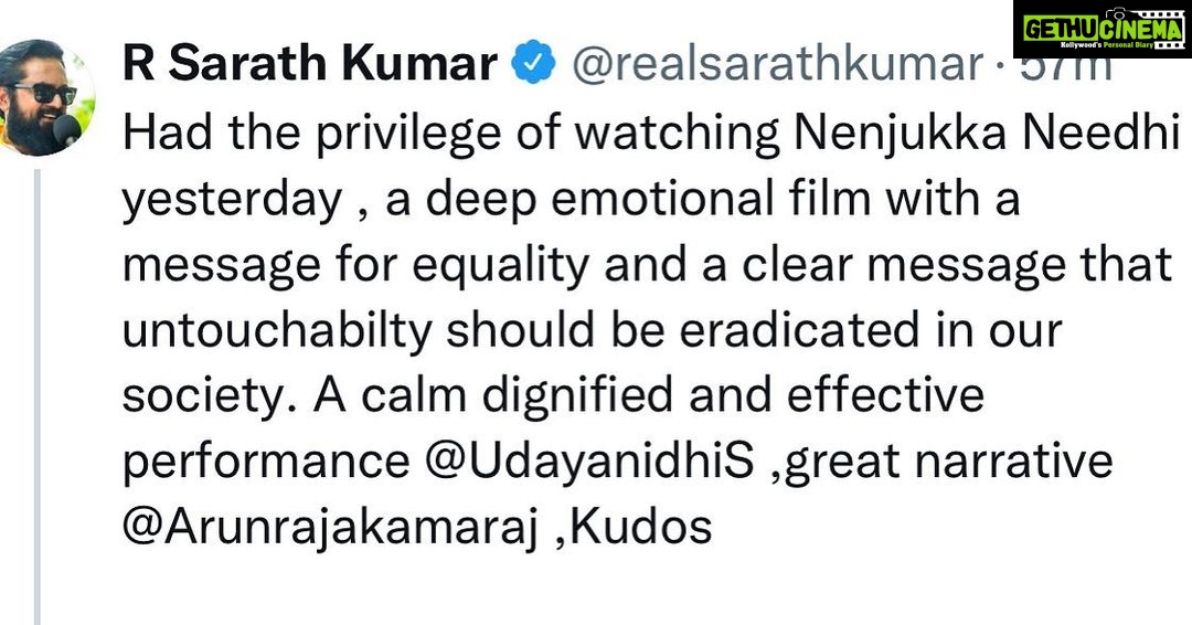 Arunraja Kamaraj Instagram - Thank you @r_sarath_kumar sir ❤️🙏