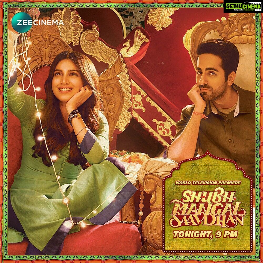 Bhumi Pednekar Instagram - Taadna band kijiye aur aake milye mujhse yaani Sugandha se, in the World TV Premiere of Shubh Mangal Saavdhan tonight 9 pm on @zeecinema #ShubhMangalOnZeeCinema @ayushmannk @eros_now @cypplofficial