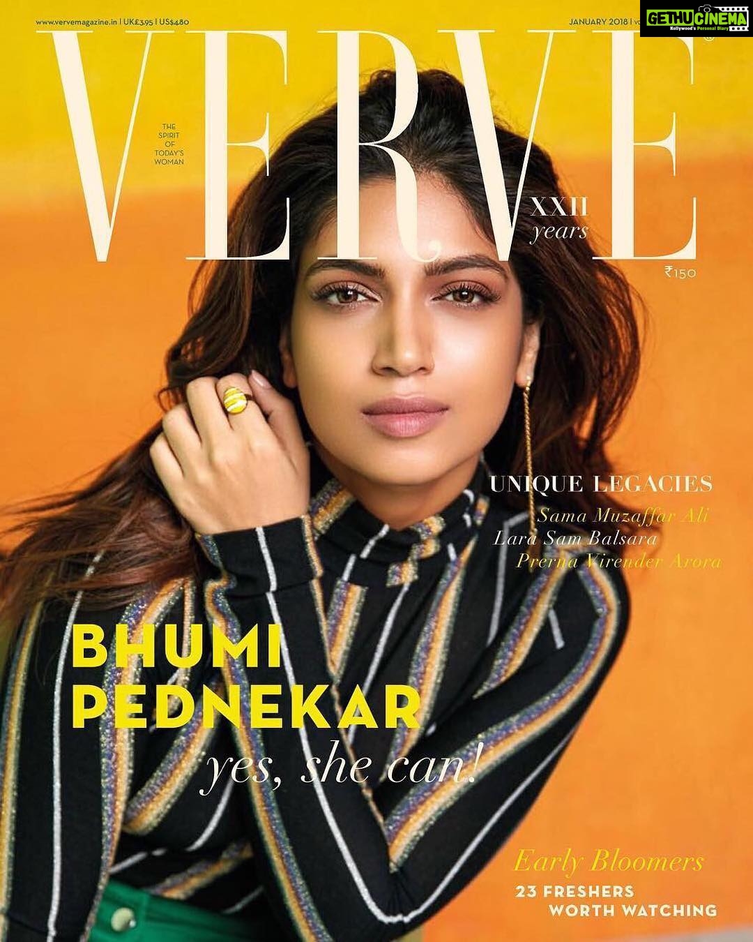 Bhumi Pednekar Instagram - Yes I can @verveindia ❤️Starting the new year with this 🙏🏻 Thank you team verve and the amazing people that got together for this shoot ✌🏻Grab your copies NOW! Clicked by : @taras84 Styling: @divyakdsouza Make up and hair: @eltonjfernandez @inega.in #HappyNewYear #CoverShoot #Musing #Shootlife #VerveIndia #JanIssue #colourblock
