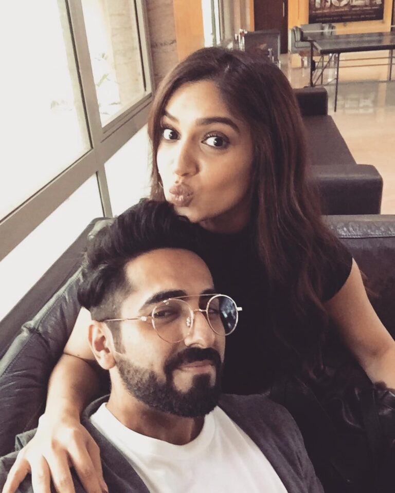 Bhumi Pednekar Instagram - Look who I bumped into today @ayushmannk ❤️