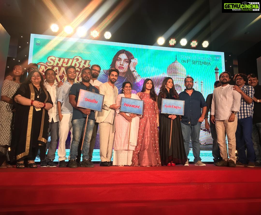 Bhumi Pednekar Instagram - #ShubhMangalSaavdhan Trailer Launch.Thank you so much my SMS family @cypplofficial @aanandlrai @ayushmannk #RSprasanna #HiteshKewaliya @krishikalulla @eros_now ❤️❤️❤️