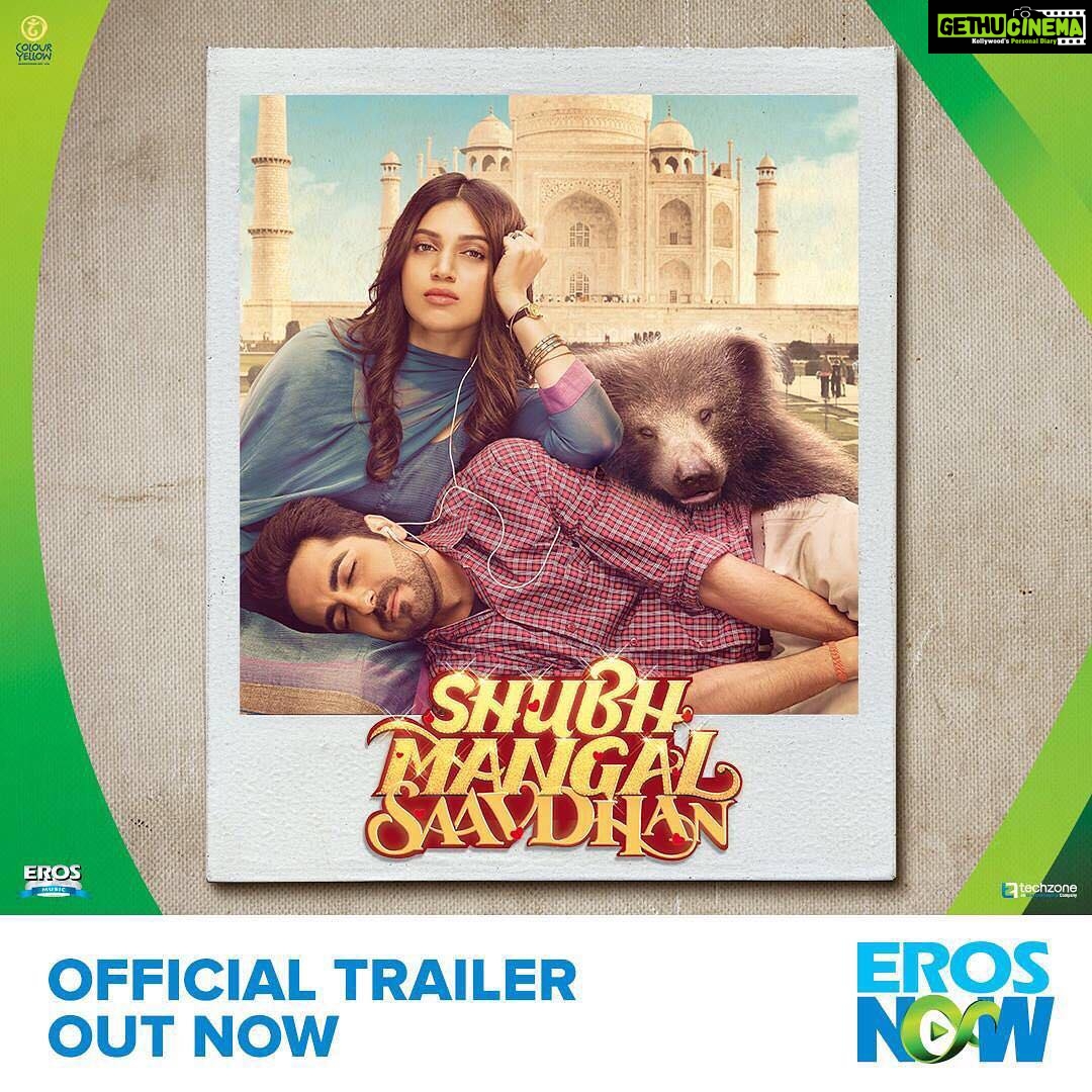 Bhumi Pednekar Instagram - मैं और Mudit aa gaye hain इस शुभ घड़ी मे sab savdhaan rehna bohot hi mangal होने वाल्ला हे! Trailer out now @eros_now @ayushmannk Link in Bio