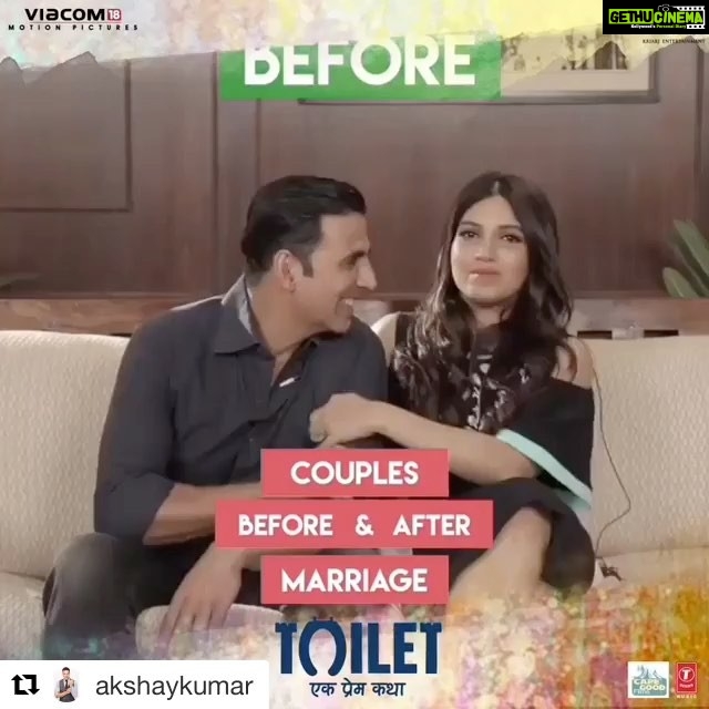 Bhumi Pednekar Instagram - #Repost @akshaykumar (@get_repost) ・・・ From love to marriage to toilet! Watch to know what happens to couples before and after marriage. Video link in bio. #ToiletEkPremKatha @missmalini @toiletthefilm