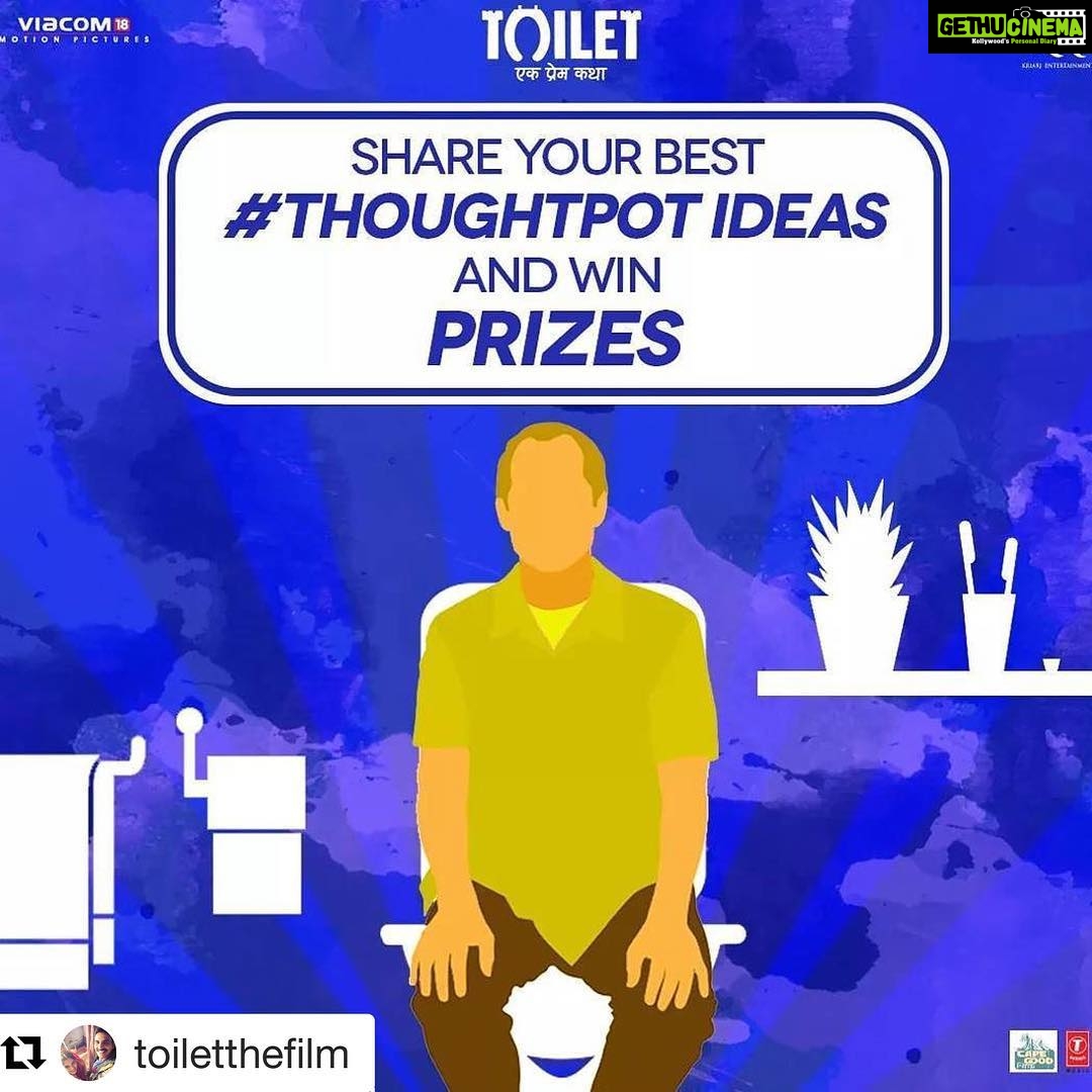 Bhumi Pednekar Instagram - #Repost @toiletthefilm (@get_repost) ・・・ The best ideas come when you’re on the pot. Share your best ideas using #ThoughtPot and win prizes. @akshaykumar @psbhumi @anupampkher @abundantiaent @viacom18motionpictures @fridayfilmworks @plancstudiosofficial @kriarj.entertainment @ivikramix @iprernaarora @neerajpofficial