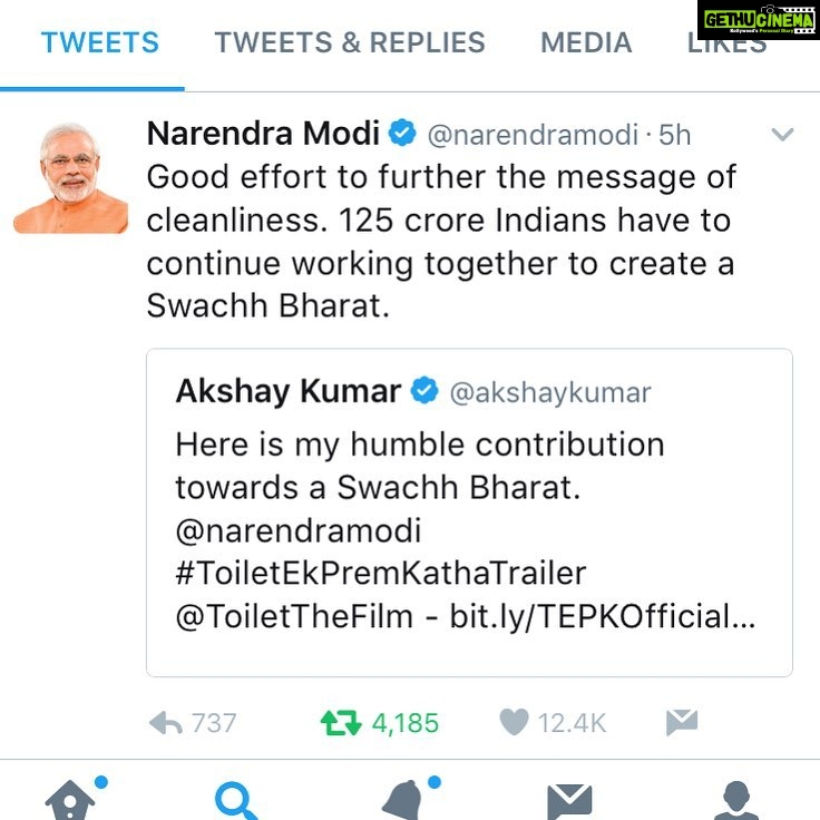 Bhumi Pednekar Instagram - Am so overwhelmed.Thank you so much honourable sir.Its an honour for us to be part of your initiative.Lets change mindsets and make our country clean #swachhbharat #narendramodi #ToiletEkPremKathaTrailer @narendramodi sir ๐๐ป๐ฎ๐ณ