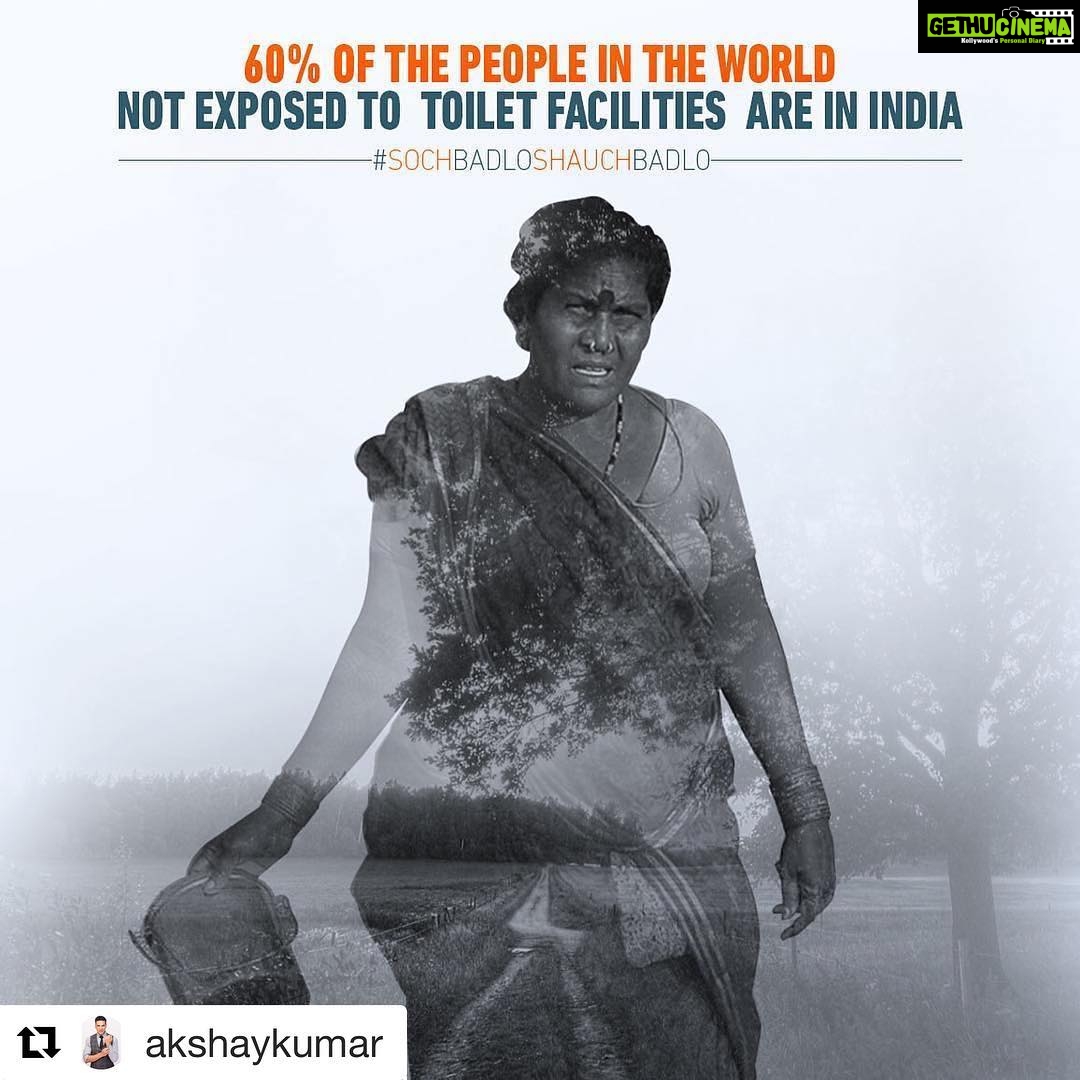 Bhumi Pednekar Instagram - #Repost @akshaykumar (@get_repost) ・・・ 100% sharmanaak baat hai, 60 percent of the world's population who do not have TOILETS, are only in India! #SochBadloShauchBadlo 