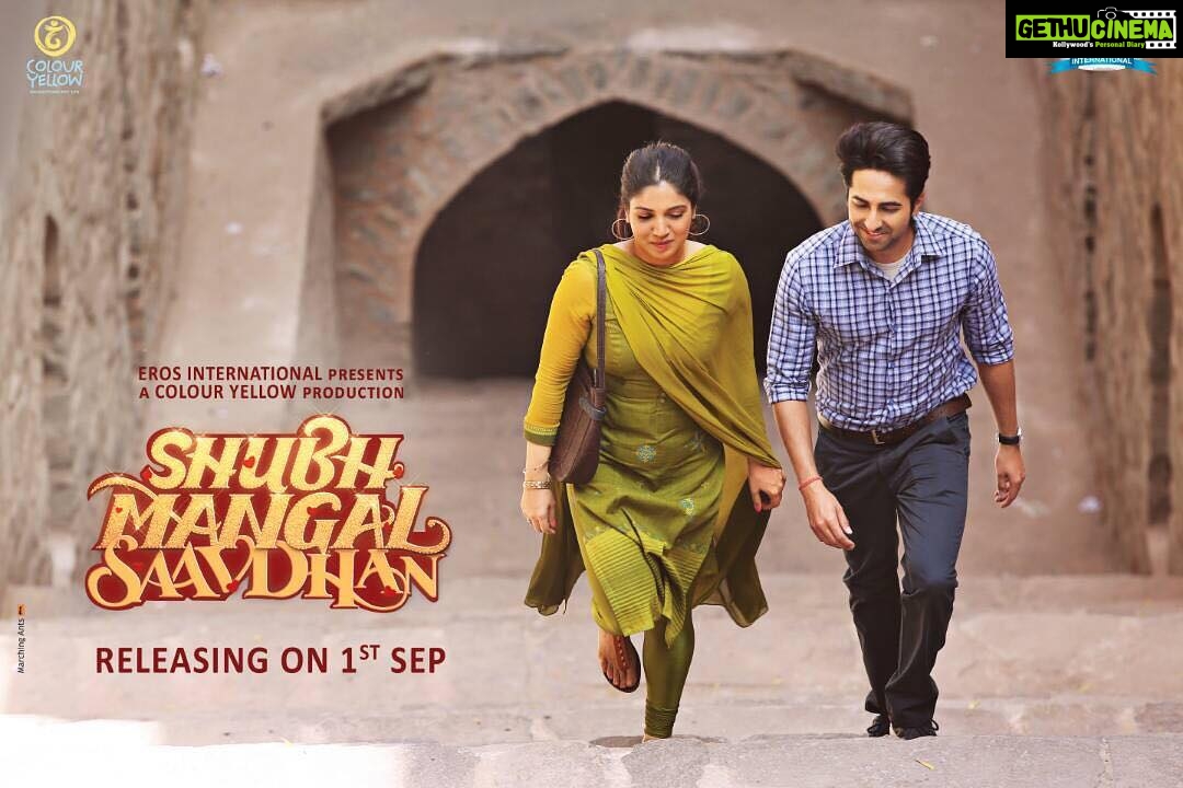 Bhumi Pednekar Instagram - Making a Shubh entry into your Mangal lives on 1st Sep 2017.Be Saavdhan,we are #standingupforlove #ShubhMangalSaavdhan1stSEP @ayushmannk @colouryellowproductions @eros_now