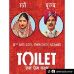 Bhumi Pednekar Instagram – #Repost @akshaykumar with @repostapp
・・・
‪तैयार हो जाइये स्वच्छ आज़ादी के लिए l‬
‪टॉयलेट – एक प्रेम कथा, एक अनोखी प्रेम कहानी आ रही है – ११ अगस्त, २०१७ l‬ #ToiletEkPremKatha