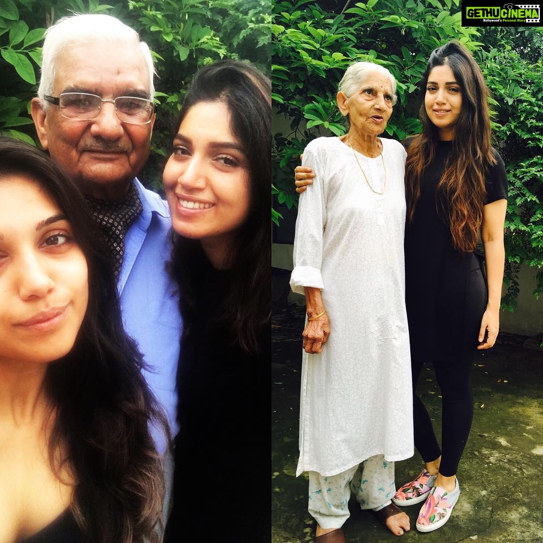Bhumi Pednekar Instagram - My Sun,Moon and Universe.I Love you both so much #GodLike #CutestEver #JustLove❤️ P.S My Nani hates getting clicked,but she did it anyway,Thus Grandparents are awesome 🙏🏻⭐️ Jaipur, Rajasthan