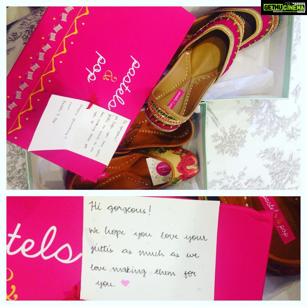 Bhumi Pednekar Instagram - Thank you #PastelsAndPop for these pretty pretty jutti's .#shoes #happy #pink #love @shainanath