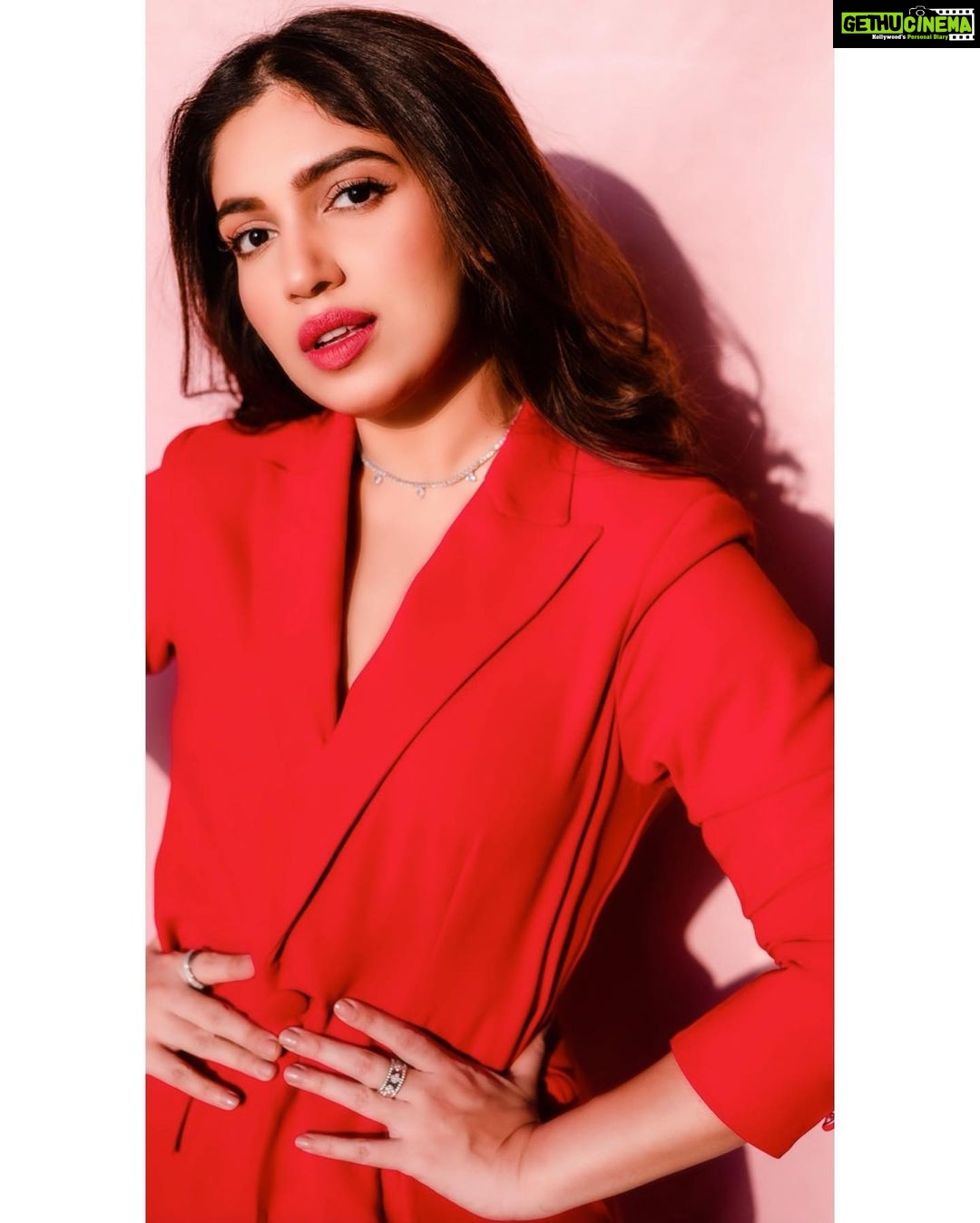 Bhumi Pednekar Instagram - Red is my colour 💋 . . . Wearing @nirmooha Styled by @pranita.abhi Makeup @sonicsmakeup Hair @the.mad.hair.scientist Clicked by @manpreetsinghsahib @snehaa9 @melomaniacc