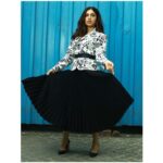 Bhumi Pednekar Instagram - Classic.Chic.Sustainable Mix and Match just like we did Vintage Jacket from @bodements_ with my really old pleated skirt , @burberry shoes & @radhikaagrawalstudio 🖤 Styled by @pranita.abhi Beauty @heemadattani @hairstories_byseema #Recycle #Reuse #Repeat 📸 @haranish.hrf