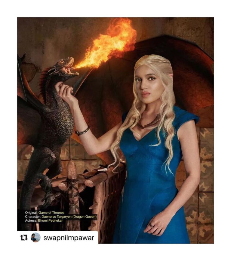 Bhumi Pednekar Instagram - ℐ 𝓌𝒾𝓁𝓁 𝒹𝑜 𝓌𝒽𝒶𝓉 𝒬𝓊𝑒𝑒𝓃𝓈 𝒹𝑜.ℐ 𝓌𝒾𝓁𝓁 𝓇𝓊𝓁𝑒 - 𝒟𝒶𝑒𝓃𝑒𝓇𝓎𝓈 𝒯𝒶𝓇𝑔𝒶𝓇𝓎𝑒𝓃 👑 𝒯𝒽𝒶𝓃𝓀𝓃𝓎𝑜𝓊 @swapnilmpawar ,𝓉𝒽𝒾𝓈 𝒾𝓈 𝒻𝓊𝓃 ❤️ 𝒯𝒽𝑒𝓈𝑒 𝓉𝒾𝓂𝑒𝓈 𝓁𝒾𝓉𝓇𝒶𝓁𝓁𝓎 𝒻𝑒𝑒𝓁 𝓁𝒾𝓀𝑒 '𝓌𝒾𝓃𝓉𝑒𝓇 𝒾𝓈 𝒞𝑜𝓂𝒾𝓃𝑔' #MotherOfDragons #Repost @swapnilmpawar with @make_repost ・・・ Just Imagine Series... Original: Game of Thrones Actress: Bhumi Pednekar #gameofthrones #khaleesi #forever