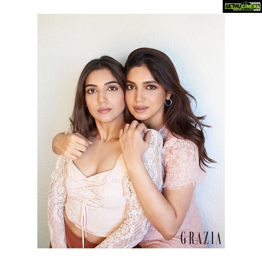 Bhumi Pednekar Instagram - Beauty x Pednekar Sisters x Grazia 🧚♀️ . . . #itsastateofmind #goodmorning #pednekarsisters #coverstars #june @samikshapednekar @graziaindia
