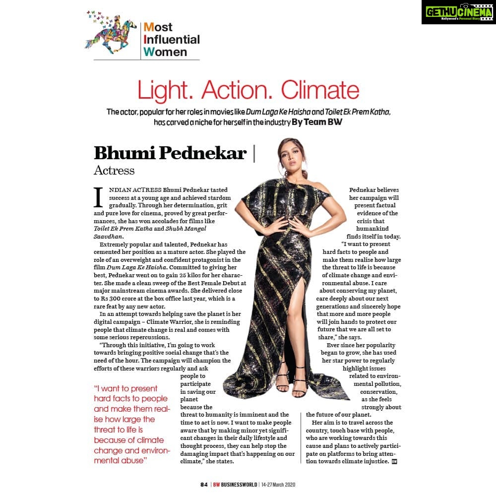 Bhumi Pednekar Instagram - Actor. Dreamer. Climate Warrior. Thank you #BusinessWorld . . . . #MostInfluentialWomen