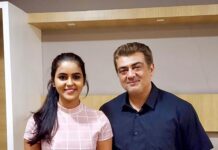 Chaitra Reddy Instagram - I clicked this picture 2 years back with my favourite human Ajith kumar sir ❤️ This was my last day at shoot 😍 Was really very excited to click a picture with him , we took a photo in Ajith sir’s make up man phone🤍 We were suppose to get the photo after the movie first look 👀 Somehow it took too long for the movie to release , Recently in my YouTube channel had mentioned that I missed to take that photo from him , and my @mahesh_hairstylist he saw my interview , took so much efforts to find the photo from Ajith sir make up man and sent it to me today - and was like super excited to see this 🙈❤️ Just wanted to share my joy and happiness with u all ❤️ thank you so much anna u just made my day ❤️ ~ just believe in destiny what has to come to you , it will definitely come NO MATTER WHAT ❤️ #ajithkumar #valimai #ak #myfav