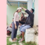 Chaitra Reddy Instagram - New try on head bands 🙈 Using one big towel 🤪 (This is just a normal thing they do regularly- to get rid of heat (sun))