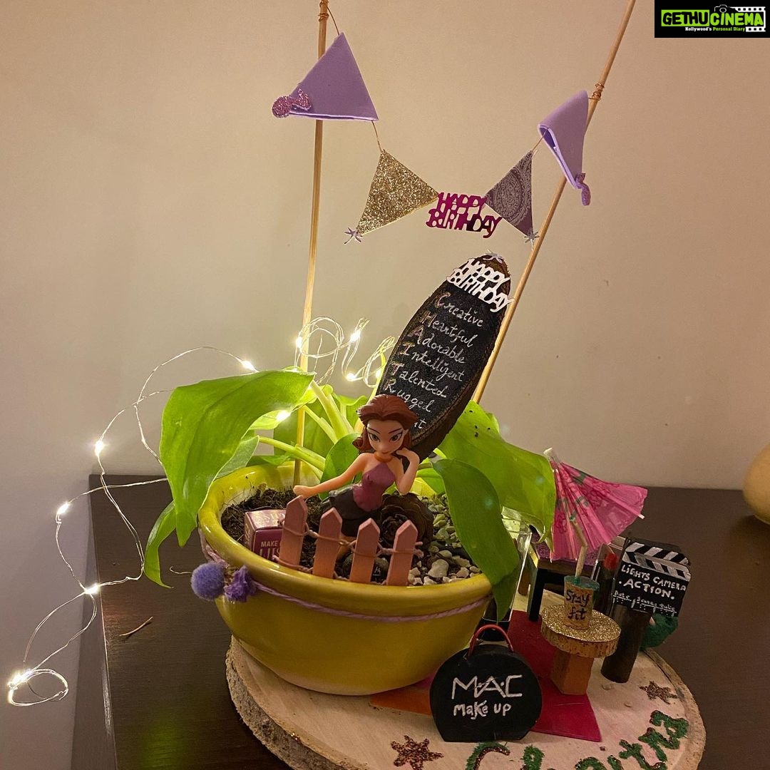 Chaitra Reddy Instagram - Memory is a way of holding on to the things you love, the things you are, the things you never want to lose. U guys gave a very thoughtful gifts❤️ Was touched💞 Thank you so much akka and bava for customising that cutest plant (was so happy seeing all those tiny things) U people made me feel so special❣️ Thank you 🙏🏻 Love unconditional ❤️