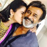 Chaitra Reddy Instagram - The happiness within is nothing less than touching the sky 🌌😍😎 meeting such personality made my day ❤😘😘 #kaala #Thalaivar #Rajanisir #superstar #inspiration#kaalakarikaalan #lotsoflove#kaala 😍😍😍