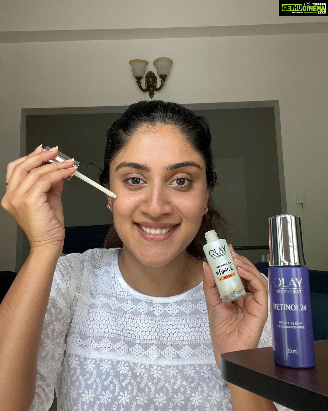 Dhanya Balakrishna Instagram - I’m back with my Am & Pm Skincare update with none other than @olayindia 🥳 For the day I have been loving Olay’s Vitamin C Super Serum. This one penetrates 10 layers deep into the skin and helps reduce dark spots, pigmentation and blemishes. And at night, I apply the Retinol 24 Serum which provides overnight hydration and exfoliation. It’s also beauty sleep in a bottle 🥰 Gets yours today from Nykaa & use my code: OLAYNK40 to get 40% off on the entire range!! #ad #olayvitamincserum #olayretinol24serum #ampmskincare