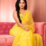 Divya Bharathi Instagram - Forever a saree girl💗 Beautifully designed by @razak_creations Mua @charithramarlechaa Hair by @thamizh.hairstylist Shot by @pictures_by_dhinesh_siva @studio_d_weddings