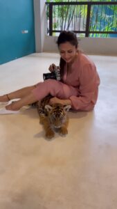 Divyanka Tripathi Instagram - It's 20 MILLION! Rolling out love that follows you everywhere like this tiny tot does!😍 (PS: the cub was incessantly following @vivekdahiya and his camera, later I realized it was a girl!🤷🏻‍♀️ And btw, she was well-fed and very playful.) #20Million #CameraLove 20million