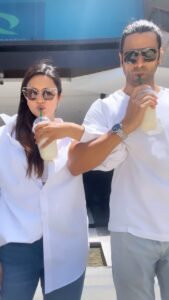 Divyanka Tripathi Instagram - Found a new way to drink our coconut milkshake. How many spins do you reckon we would have finished the drink in? 1. 32 2. 64 3. 98 4. None of the above