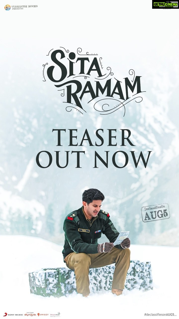 Dulquer Salmaan Instagram - Can’t thank you all enough for the love pouring in for our teaser, more coming super soon🥰 @dqsalmaan @swapnacinema @vyjayanthimovies @missblenderr_ @lakshsingh__ @aashianahluwalia @mrsheetalsharma @hanurpudi @sumanth_kumar #lovestory #sitaramum #august5th
