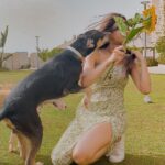 Erica Fernandes Instagram - While I decided to play dress up and click some pics this little boy had a plan of his own, (Swipe left to see) he decides to photobomb, must say very well trained by champ. Dress by @shein_ar #summerfashion #summerdress #instafashion #casualfashion #shein #sheindress