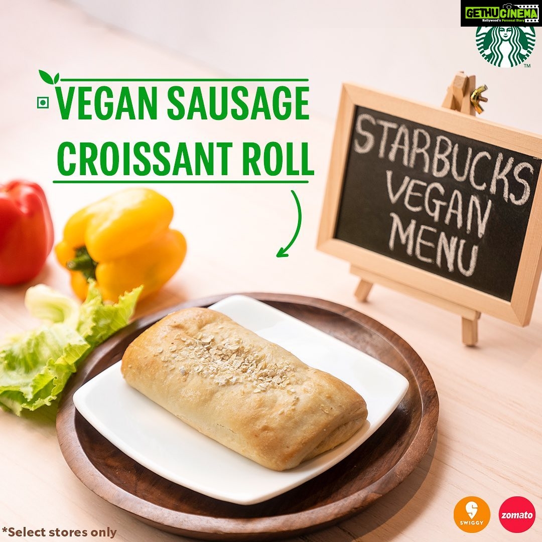 Genelia D'Souza Instagram - If food is love, then the #StarbucksVeganMenu is love at first bite!😍 Relish the newly-launched #StarbucksVeganMenu in association with @imaginemeats !🥰 Pick your favourite from the range of three delicious treats - #VeganSausageCroissantRoll , an appetizing vegan sausage encased in a croissant pastry, our #VeganHummusWrap, the soft green peas hummus and pickled carrots wrapped in a whole wheat tortilla and our #VeganCroissantBun, a scrumptious patty filled with tomatoes, sautéed veggies and a chermoula spread.💚
Get your loved ones along to try this delicious range, today!😋 *Available in select stores only