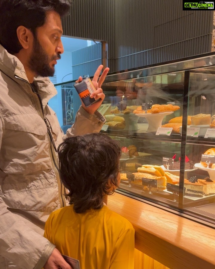Genelia D'Souza Instagram - When the kids insist they want to be treated to the vegan menu @starbucksindia x @imaginemeats after their football finale. Riaan & Rahyl