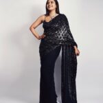 Hebah Patel Instagram - For the launch of #theblackcoat on zee5 👗: @adabymehar @kishandasjewellery @who_wore_what_when @d.shubham_j 💄: @gulzarrwalaani @styliciousbysam 📸: @kalyanyasaswi