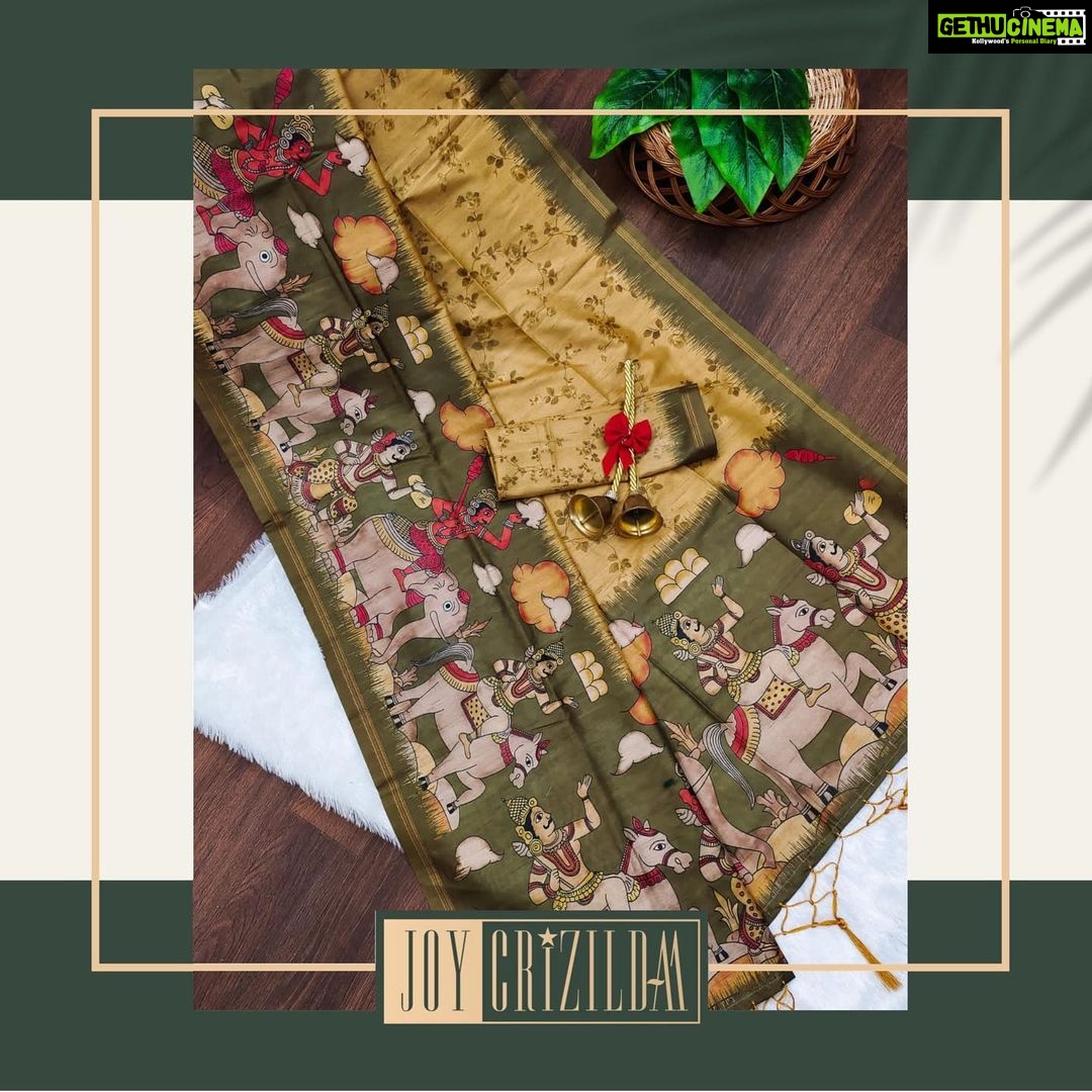Joy Crizildaa Instagram - Kalamkari tussar silk ✨ To place an order Kindly DM ! ❤️ Disclaimer : color may appear slightly different due to photography No exchange or return Unpacking video must for any sort of damage complaints Threads here and there, missing threads,colour smudges are not considered as damage as they are the result in hand woven sarees. #joycrizildaa #joycrizildaasarees #handloom #onlineshopping #traditionalsaree #sareelove #sareefashion #chennaisaree #indianwear #sari #fancysarees #iwearhandloom #sareelovers #sareecollections #sareeindia