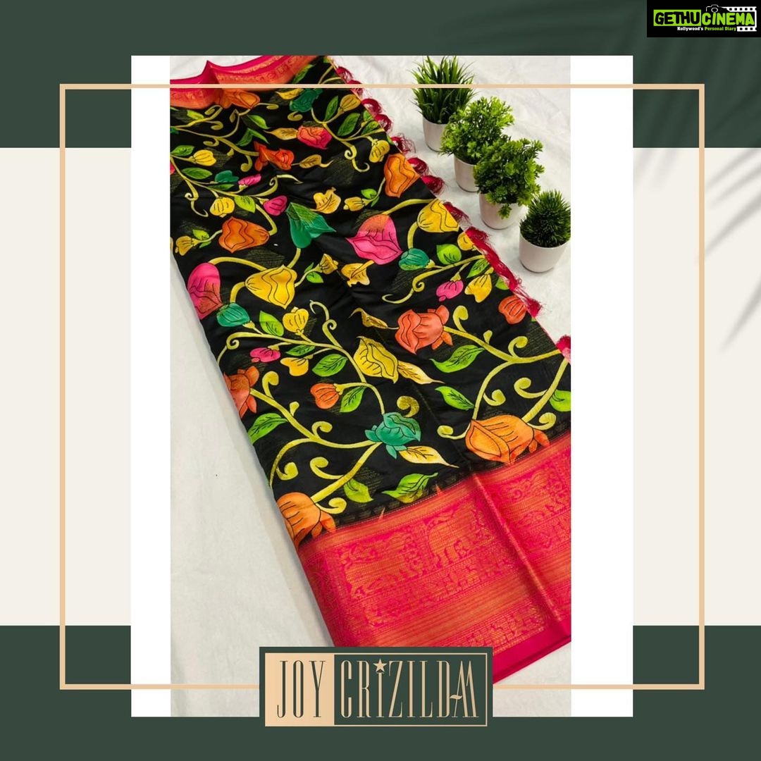 Joy Crizildaa Instagram - Kalamkari Banarasi silk saree ✨ To place an order Kindly DM ! ❤️ Disclaimer : color may appear slightly different due to photography No exchange or return Unpacking video must for any sort of damage complaints Threads here and there, missing threads,colour smudges are not considered as damage as they are the result in hand woven sarees. #joycrizildaa #joycrizildaasarees #handloom #onlineshopping #traditionalsaree #sareelove #sareefashion #chennaisaree #indianwear #sari #fancysarees #iwearhandloom #sareelovers #sareecollections #sareeindia
