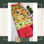 Joy Crizildaa Instagram - Kalamkari Banarasi silk saree ✨ To place an order Kindly DM ! ❤️ Disclaimer : color may appear slightly different due to photography No exchange or return Unpacking video must for any sort of damage complaints Threads here and there, missing threads,colour smudges are not considered as damage as they are the result in hand woven sarees. #joycrizildaa #joycrizildaasarees #handloom #onlineshopping #traditionalsaree #sareelove #sareefashion #chennaisaree #indianwear #sari #fancysarees #iwearhandloom #sareelovers #sareecollections #sareeindia