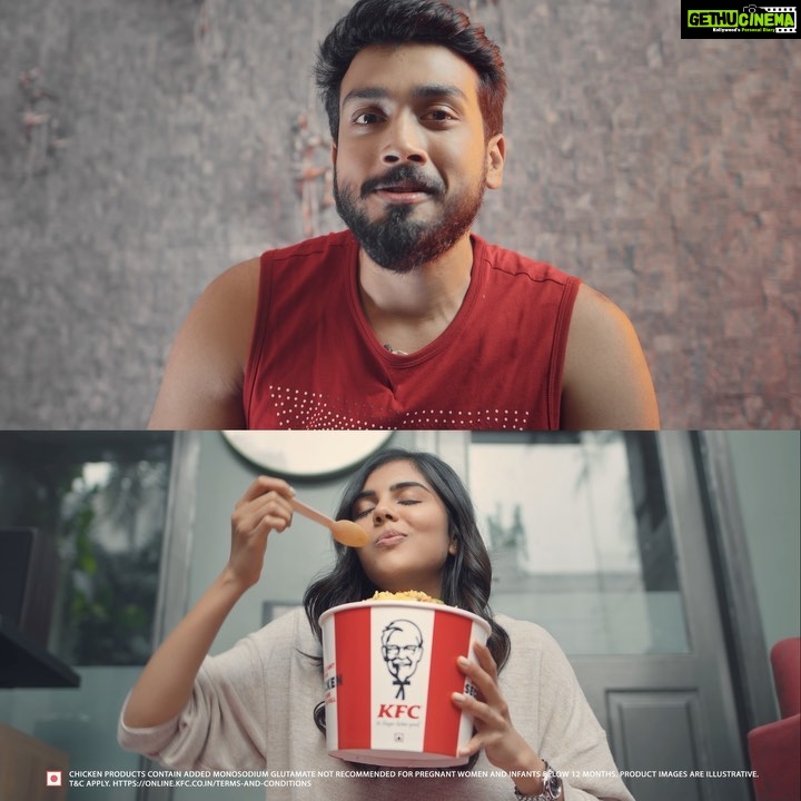 Kalyani Priyadarshan Instagram - Thank you for introducing me to the coolest new pair in town @kalidas_jayaram ! Nee enna nejamave romba nalla surprise pannita! If, like me, you guys are left wondering too... it’s @KFCIndia_Official’s all-new Biryani Bucket! KFC’s signature chicken and Biryani Rice coming together to make one awesome pair! 🤩🍗💯 #KFCBiryaniBucket #AsliNo1Jodi #Partnership
