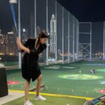 Kalyani Priyadarshan Instagram – I won’t lie… my place in the lead didn’t last all that long. 🏌️‍♀️ Topgolf Dubai