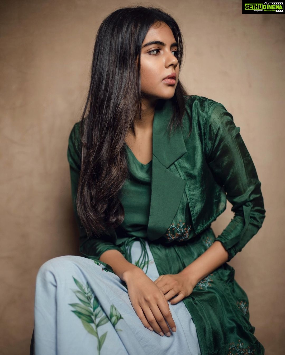 Kalyani Priyadarshan Instagram - Silk hand embroidered trench with a flared leaf print skirt from the Breathe collection @snehaaroralabel Fashion stylist @pallavi_85 Shot by @kiransaphotography Hair by @pinkylohar