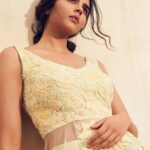Kalyani Priyadarshan Instagram - 🍂🌼🍁 . . More from Ranarangam promos... The film is out tomorrow! Outfit by @mishruofficial Shot by @eshaangirri Styled by @jukalker Assisted by @pratimajukalkar Makeup by @amitkagda Hair by @chinnahairstylist