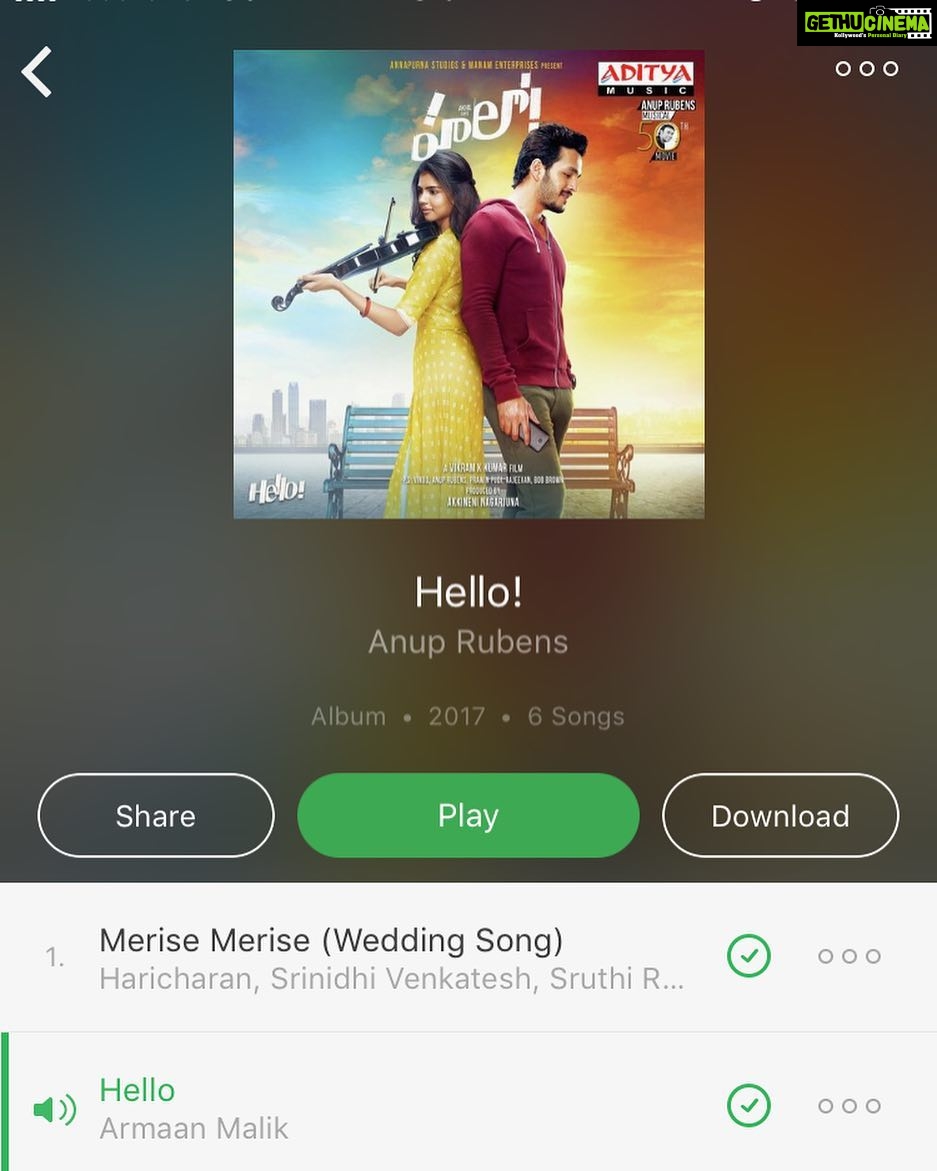 Kalyani Priyadarshan Instagram - What a feeling to wake up and listen to this! #anuprubens killing it! Hope you guys have heard them! @srinidhi4488 @akkineniakhil what voices 😍 #HelloOnDec22 #akhilsayshello #hellomusiclaunch #vikramkumar VIZAG City