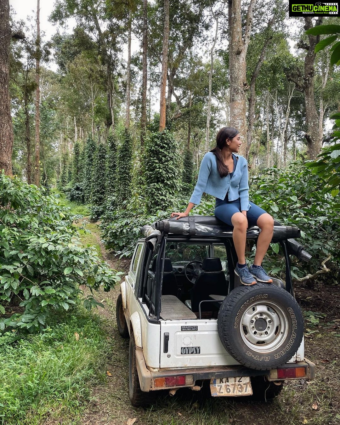 Kalyani Priyadarshan Instagram - Gypsy rides and estate walks with the best guide ever @rishwindevaya Coorg