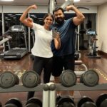 Kalyani Priyadarshan Instagram – His warm up alone was my entire workout 🤭