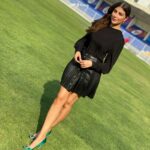 Karishma Kotak Instagram – Taking guard in my @manoloblahnik 
Namaste @sharjahcricketstadium 🏏 #ipl2020 Sharjah Stadium