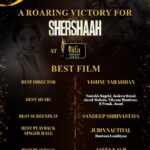 Kiara Advani Instagram - Shershaah's roar, loud & clear!😎 Congratulations to @karanJohar @dharmamovies @shabbirboxwalaofficial @vishnu_dir @tanishk_bagchi @JasleenRoyal @javedmohsin_official @vikrammontroseofficial @bpraak @jaani777 @isandeepshrivastava @jubin_nautiyal @aseeskaurmusic @azeemdayani for bringing the @iifa trophy home ✨