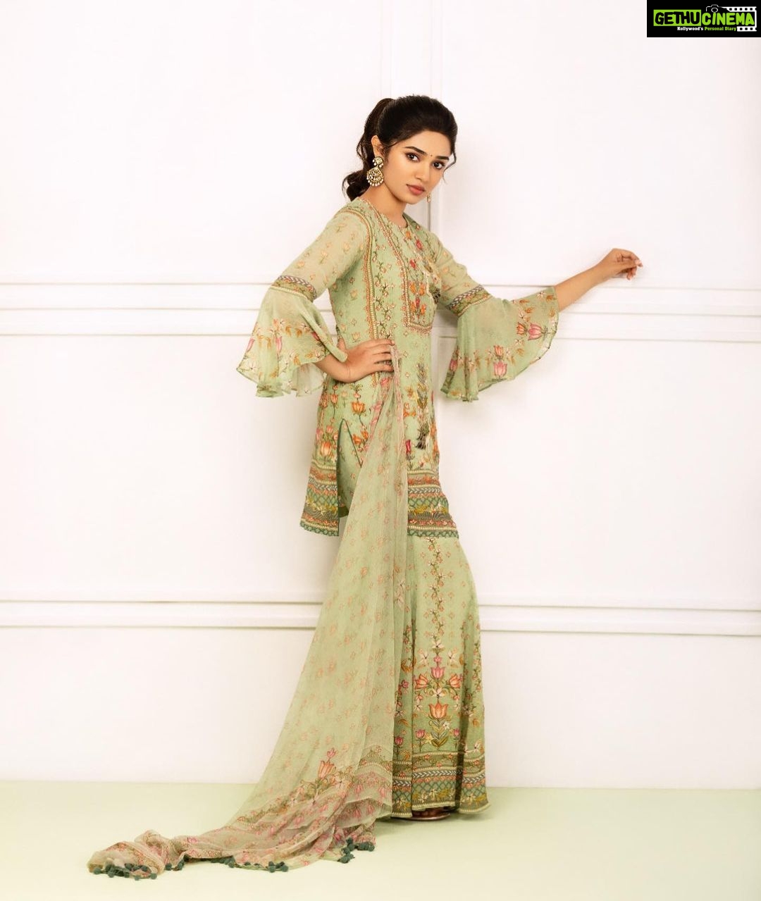 Krithi Shetty Instagram - In a world where you can be anything…….please choose to be kind 💚 • • Outfit - @perniaspopupshop Jewelry- @sankeerthi_jewels Styled by - @ashwin_ash1 & @hassankhan_3 Hair - @hairbyvenky Make up - @chaks_makeup Shot by - @shareefnandyala