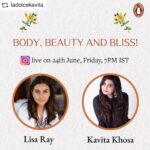 Lisa Ray Instagram - APOLOGIES: due to technical issues I couldn’t join @ladolcekavita for the IG live yesterday. However Kavita can hold her own on all topics related to Ayurveda, Holidtic wellness and conscious beauty. Pick up a copy of BEAUTY UNBOTTLED to bring ritual as remedy and incorporate ancestral wisdom back into your everyday life 🙏🏼 REPOST @ladolcekavita with @get__repost__app TONIGHT, we are going LIVE😍✨ I will be taking over the @penguinindia Instagram handle to go live with Lisa Ray @lisaraniray at 7 pm IST🤩 Lisa has written the foreword for BEAUTY UNBOTTLED, which is now ranked 4 on Amazon🥰 Lisa is an actor, writer, activist and a poet. “This conscious beauty bible represents—in my mind—ritual as remedy for the 21st century. Approach this as you would a space for self-care, a well of self-discovery, an opportunity to make the lived details of life more aesthetically pleasing, more coherent, more fun.” - Lisa Ray Thank you @lisaraniray for your beautiful words in the foreword🥰 Tune in for a fun, interactive talk and learn about Ayurveda, Kavita’s and Lisa’s experiences in beauty, health and wellness🌿✨🌺 BEAUTY UNBOTLLED is a guide and self-help book which debunks many a modern myth, delving into the science of skincare while honouring time tested, traditional recipes🙌🏻✨ #purearth #purearthhk #beautyunbottled #abeauty #kavitakhosa #lisaray #author #authorsofinstagram #ayurveda #selflove #selfcare #beauty #wellness #diyskincare #iglive #indianauthors #makeinindia #repostios #repostw10